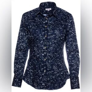 Coton Doux - Blue Astronomy Constellation Fitted Shirt - French Made - Size M